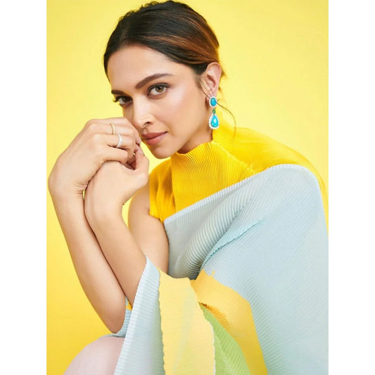 Deepika Padukone Multicolor Organza Saree with Blouse for Elegant Summer Look